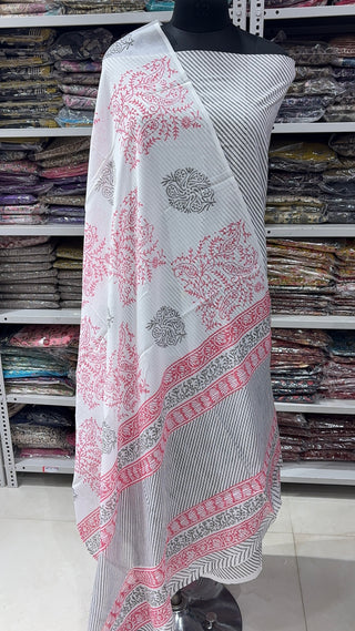 Handblock Cotton Suit Material with Cotton Dupatta