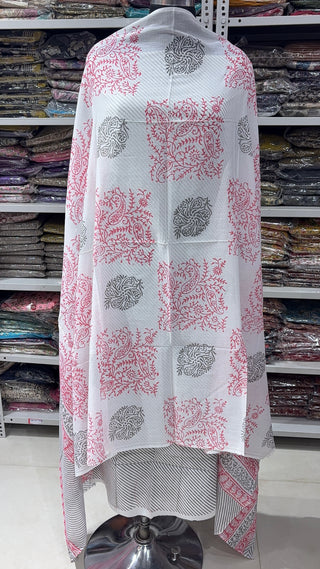Handblock Cotton Suit Material with Cotton Dupatta