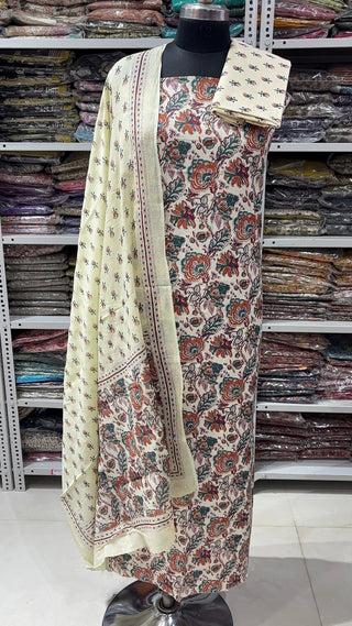 Handblock Cotton Suit Material with Cotton Dupatta