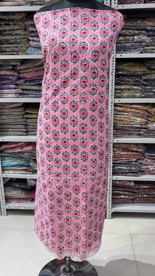 Handblock Cotton Suit Material with Cotton Dupatta
