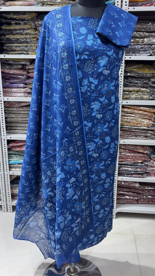 Handblock Cotton Suit Material with Cotton Dupatta