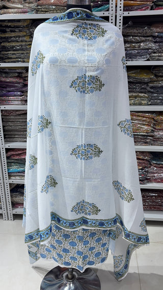 Handblock Cotton Suit Material with Cotton Dupatta