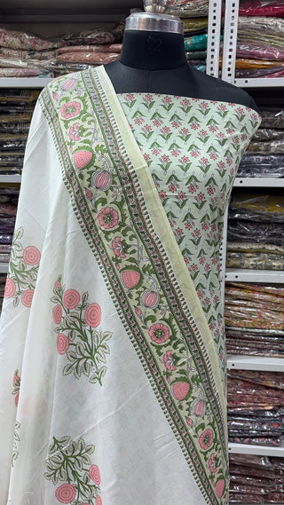 Handblock Cotton Suit Material with Cotton Dupatta