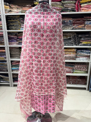 Premium Cotton Block Print Office Wear Suit fabric with Kota Doria Dupatta (44 inch width) and Heavy Bottom