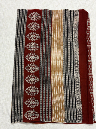 Hand Block Print Cotton Saree with Unstitched Blouse Piece