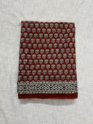 Hand Block Print Cotton Saree with Unstitched Blouse Piece