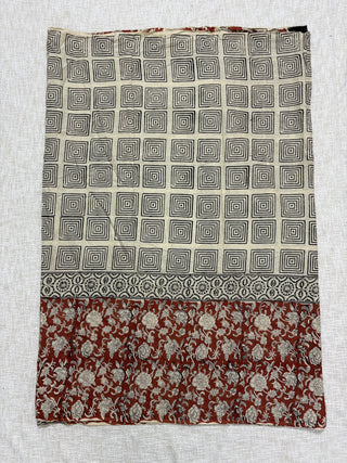 Hand Block Print Cotton Saree with Unstitched Blouse Piece