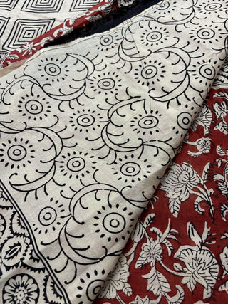 Hand Block Print Cotton Saree with Unstitched Blouse Piece