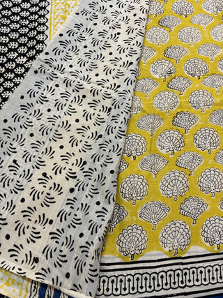 Hand Block Print Cotton Saree with Unstitched Blouse Piece