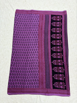 Hand Block Print Cotton Saree with Unstitched Blouse Piece