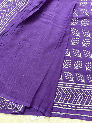 Hand Block Print Cotton Saree with Unstitched Blouse Piece