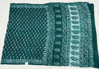 Hand Block Print Cotton Saree with Unstitched Blouse Piece