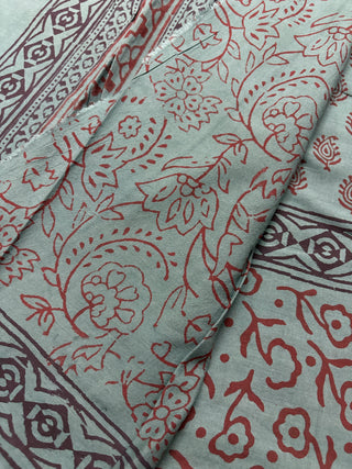Hand Block Print Cotton Saree with Unstitched Blouse Piece