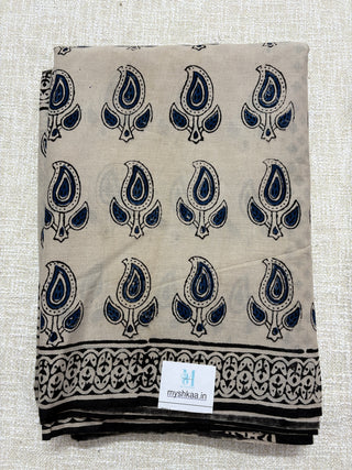 Hand Block Print Cotton Saree with Unstitched Blouse Piece