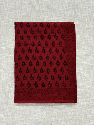 Hand Block Print Cotton Saree with Unstitched Blouse Piece