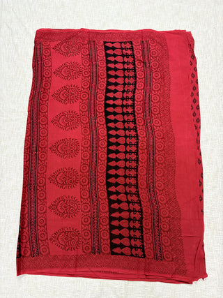 Hand Block Print Cotton Saree with Unstitched Blouse Piece