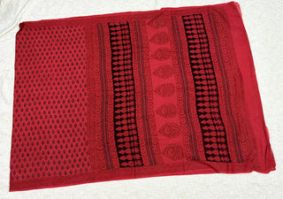 Hand Block Print Cotton Saree with Unstitched Blouse Piece