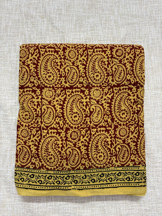 Hand Block Print Cotton Saree with Unstitched Blouse Piece