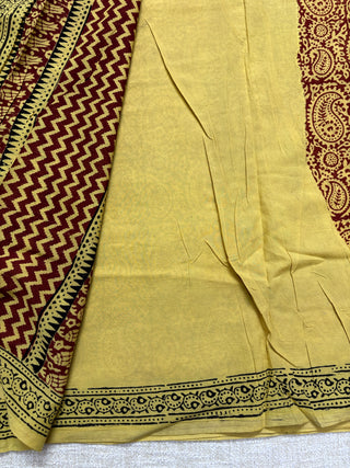 Hand Block Print Cotton Saree with Unstitched Blouse Piece