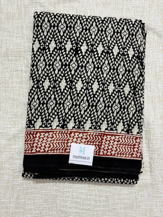 Hand Block Print Cotton Saree with Unstitched Blouse Piece