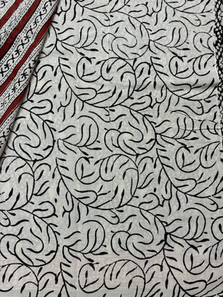 Hand Block Print Cotton Saree with Unstitched Blouse Piece