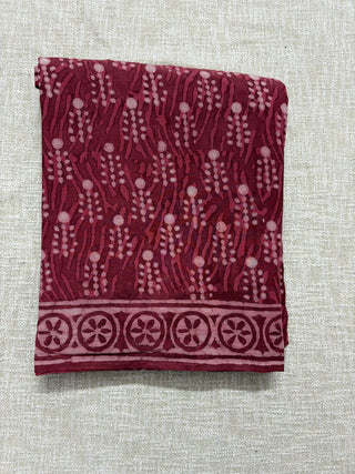 Hand Block Print Cotton Saree with Unstitched Blouse Piece