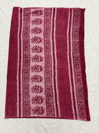 Hand Block Print Cotton Saree with Unstitched Blouse Piece