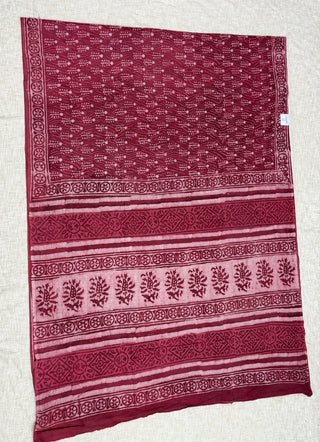Hand Block Print Cotton Saree with Unstitched Blouse Piece