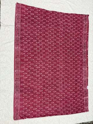 Hand Block Print Cotton Saree with Unstitched Blouse Piece