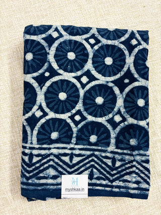 Hand Block Print Cotton Saree with Unstitched Blouse Piece