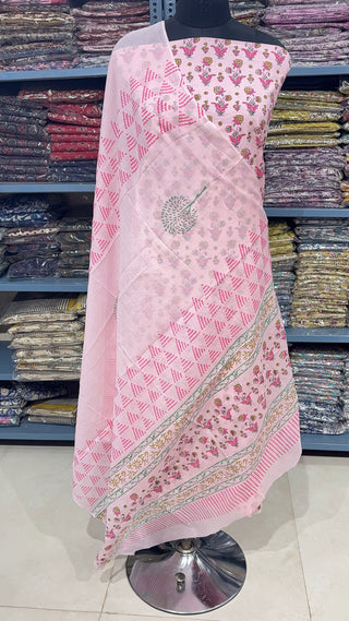 Handblock Cotton Suit Material with Cotton Dupatta