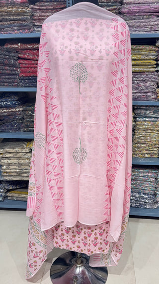 Handblock Cotton Suit Material with Cotton Dupatta