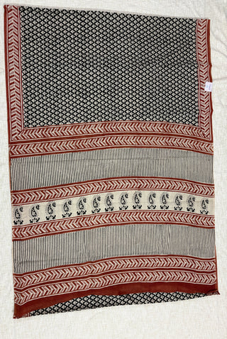 Hand Block Print Cotton Saree with Unstitched Blouse Piece