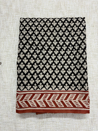 Hand Block Print Cotton Saree with Unstitched Blouse Piece