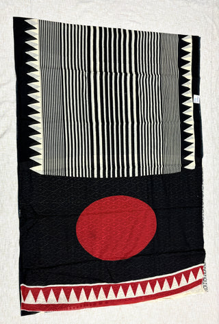 Ajrakh Hand Block Print Cotton Saree with Unstitched Blouse Piece