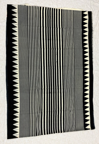 Ajrakh Hand Block Print Cotton Saree with Unstitched Blouse Piece