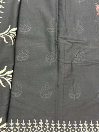 Hand Block Print Cotton Saree with Unstitched Blouse Piece
