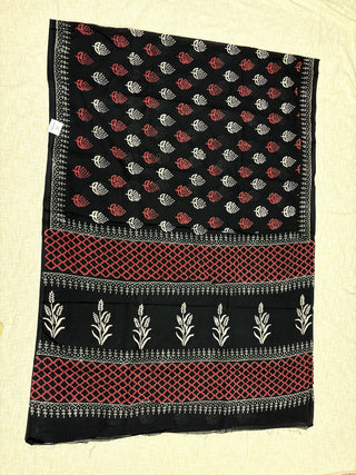 Hand Block Print Cotton Saree with Unstitched Blouse Piece