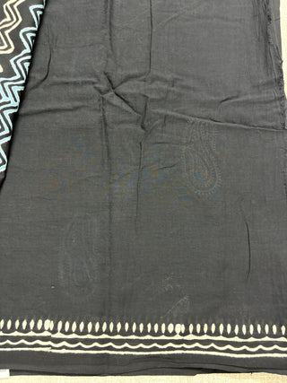 Hand Block Print Cotton Saree with Unstitched Blouse Piece
