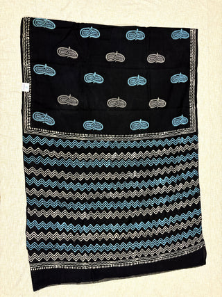 Hand Block Print Cotton Saree with Unstitched Blouse Piece