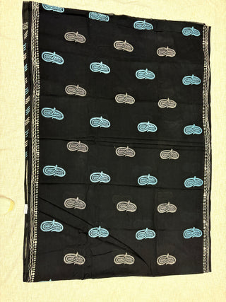 Hand Block Print Cotton Saree with Unstitched Blouse Piece