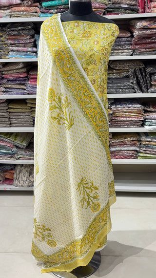 Handblock Cotton Suit Material with Cotton Dupatta