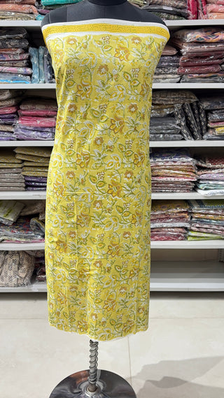Handblock Cotton Suit Material with Cotton Dupatta