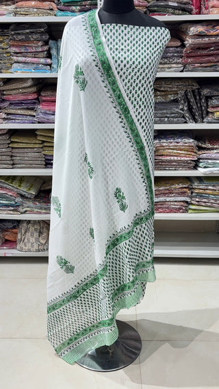 Handblock Cotton Suit Material with Cotton Dupatta