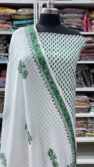 Handblock Cotton Suit Material with Cotton Dupatta