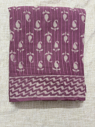 Hand Block Print Cotton Saree with Unstitched Blouse Piece