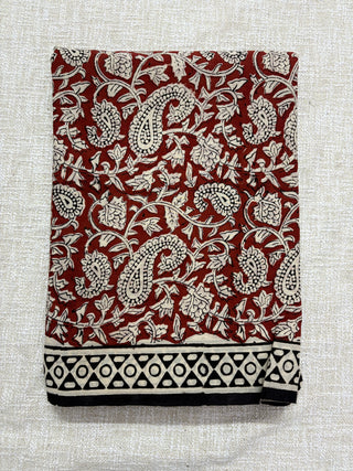 Hand Block Print Cotton Saree with Unstitched Blouse Piece
