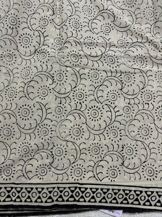 Hand Block Print Cotton Saree with Unstitched Blouse Piece