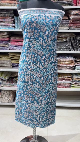 Handblock Cotton Suit Material with Cotton Dupatta