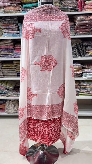 Handblock Cotton Suit Material with Cotton Dupatta